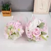 Ramo de rosas artificiales rosas estilo coreano para novias, accesorios para fotos de boda, fotografía nupcial, ramo de flores artificiales para damas de honor