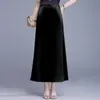 Saia Midi Cetim Cauda de Peixe Meia Saia Feminina Outono 2026 Nova Cintura Alta Drapeado Comprimento Midi Cobre os Quadris Elegante Justa ao Corpo Saia Longa