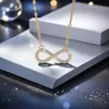 Éxito de ventas transfronterizo: Collar Infinito Amor Figura de Ocho con Corazón Retorcido de Diamante, Collar Elegante y Versátil para Mujer