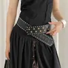 Cinto Punk Preto Resistente com Rebites para Mulheres, Estilo Novo com Atmosfera Preguiçosa e Vestido, Decoração Estreitadora da Cintura