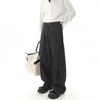 Calça Cinza de Alta Qualidade para Homens, Popular Moda Outono, Calça Social, Calça Casual Solta de Corte Reto Wide Leg Drapeada