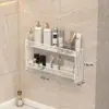 Armário de Armazenamento para Banheiro de Apartamento Pequeno Sem Furos Montado na Parede Organizador de Artigos de Higiene Pessoal Banheiro Armário de Banheiro