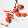 Adornos de flores artificiales de caqui, fruta de alta gama, adornos decorativos chinos para sala de estar, planta, fruta roja, hoja de caqui al por mayor