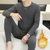 Traje de ropa interior térmica de terciopelo para hombre, año de nacimiento, otoño e invierno, color rojo vino, para mediana edad y ancianos, con forro polar, ropa de otoño, pantalones largos