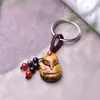 Obsidiana Cristalina de Sección Alta Una, Dos Monedas, Ojo de Tigre Pixiu Piedra Zorro Llavero, Colgante para Bolsos, Múltiples Estilos