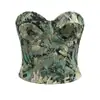 Bustier Jacquard con Estampado de Pez Hueso para Mujer Bandeau Corsé Moldeador Cintura Cruzada Fábrica de Origen Europeo y Americano