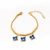 Joyería fresca de lujo ligero mariposa de epoxi colorida trébol de la suerte pulsera de amor acero de titanio retención de color pulsera regalo para niña