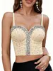 Camisola de Diamantes Más Vendida en Aliexpress, Hombros Descubiertos, Espalda Hermosa, Corsé Ajustado, Ropa Exterior, Estilo Europeo y Americano, Corsé Sexy de Ballena