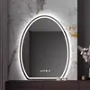 Espejo de baño inteligente ovalado transfronterizo, montado en la pared, con controles táctiles, iluminado y personalizable en varias formas