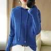 Nuevo suéter tejido, top verde de manga larga para mujer, sudadera transfronteriza, suéter con capucha para mujer, estilo otoño, con cordones, fresco y elegante, para adultos