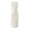 Vestido Sexy de Tirantes Finos Estilo Chica Picante Americana Dulce Picante Celebridad de Internet Color Sólido Versátil Cintura Fruncida con Pliegues Abertura Lateral Falda Bodycon