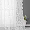 Comercio Transfronterizo Más Vendido Encaje de Punto de Urdimbre Borde Doble con Cuentas Tul Cola de Fénix Paisley Perforado Varilla Cortinas de Encaje Blanco Transparentes