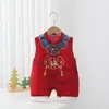 Roupas para Bebê Menino Lua Cheia Vermelha Macacão de Verão Banquete de 100 Dias do Menino Banquete de 100 Anos Roupa de Aniversário de 1 Ano do Bebê