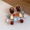 Brincos de Tarraxa com Pérola Pedra Agulha Prateada Gota d'Água Borla Novo Estilo Étnico Chinês Design com Senso de Design Acessórios de Brincos de Nicho para Mulheres