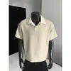 En stock Verano 2026 Estilo Old Money Lino Patchwork Bloque de Color Ligera Transpirable Talla Grande Manga Corta Camiseta para Hombre