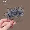 Pente de Cabelo Japonês e Coreano Novo com Flores de Cristal e Malha para Mulheres Super Fada Inserção Lateral na Testa Ferramenta de Penteado Acessórios de Cabelo