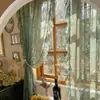 Cortina de Porta Estilo Francês, Cortina Transparente de Divisória Sem Furos, Cortina de Renda Estilo Vintage Creme, Cortina de Acabamento de Alta Qualidade para Quarto e Sala de Estar