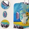 Pintura al óleo transfronteriza Gato Caja colorida Cubierta elástica a prueba de polvo Cubierta para maleta de carrito Maleta con ruedas universales a prueba de polvo
