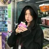 Sudadera con capucha informal holgada estilo Ins japonés y coreano para mujer, otoño e invierno, estilo coreano, holgada, forrada de forro polar, chaqueta cárdigan con cremallera para estudiante