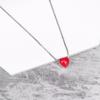 Collar de plata 925 con forma de corazón rojo para mujer, estilo coreano, sencillo, con forma de corazón de melocotón, estilo Mori, con colgante de cadena de clavícula con forma de corazón rojo pequeño para niña.
