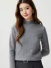 Outono de 2026 Novo Suéter Feminino Gola Alta Meio Tricô Completo em Lã de Cabra Cashmere Manga Longa Camada Base Tricô