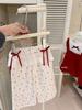Conjunto de Otoño para Niñas Estilo Coreano Moderno Versátil Pantalones Largos 2025 Nuevo Bebé Suelto Casual Pierna Ancha Recto Pantalones Florales