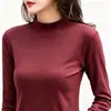 Camisa básica estilo americano de gola alta preta para mulheres, algodão puro, adequada para uso interno e externo, camiseta de manga comprida com gola média, estilo moderno novo da primavera e outono 2026