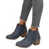 Botines estilo británico para mujer, nuevos modelos de otoño e invierno, punta redonda, tacón medio grueso, botines cortos para mujer, botines Chelsea negros al por mayor