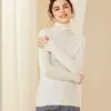 Suéter de Cachemir para Mujer con Rayas y Cuello Semi Alto Suéter para Mujer Otoño e Invierno Nuevo Jersey Ajustado de Color Sólido Suéter de Lana Tejido