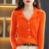 Moda Femenina Nueva Primavera 2026 Simple Cuello en V Versátil Color Sólido Solapa Única Todo Lana Tejido Chaqueta Cardigan