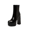 Botines de Plataforma de Invierno Otoño con Tacón Súper Alto para Mujer, Punta Redonda, Bloque de Color, Versátiles, Elegantes, de Moda, para Antro, Sexy
