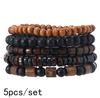 E-commerce transfronteiriço pulseira de contas de madeira vintage popular fábrica direta conjunto de pulseiras masculinas multicamadas conjunto de cinco peças