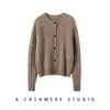 Cardigan de Tricô Trançado Novo Outono e Inverno 100% Caxemira Pura Jaqueta Tricotada Gola Redonda Temperamento Quente Macio Aderente Botão Único Feminino