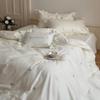 Roupa de Cama Outono e Inverno Algodão de Fibra Longa Bordado 100 Fios Conjunto de Cama de Quatro Peças Lençóis de Cama Puros de Algodão Escovado e Lençóis de Cama com Elástico 4 Fronhas de Colcha Bordadas