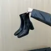 Botas de tacón alto con tacón grueso, botines cortos estilo coreano para mujer, botines franceses de suela blanda para verano, botas Martin, botas de ajuste ceñido