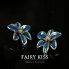 Pendientes de flor de esmalte hechos a mano de venta caliente en comercio exterior, versátiles, de alta gama, frescos, joyería vintage medieval de Qingdao