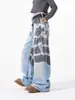 Jeans a Cuadros con Silueta de Street Dance Retro Americano para Mujer Estilo Nuevo Otoño e Invierno 2025 Pantalones de Pierna Ancha Sueltos Chic