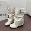 Botas Martin de Tacón Grueso Chuyuji para Mujer 2026 Nuevo Otoño Súper Elegantes Botas Plegadas Moda Botines