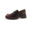 Zapatos Pequeños Básicos Versátiles Estilo Universitario Cuero Genuino Completo Primavera 2024 Mocasines de Tacón Medio Grueso Punta Redonda Flats de Piel de Vaca para Mujer