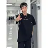 Cleanfit Nova Camiseta de Manga Curta Estilo Americano High Street Peso Pesado com Zíper Masculina Gola Pequena Senso de Design Ombro Frontal Manga Meia