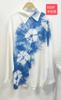 Vestido artístico azul tie-dye hecho a mano de Radix Isatidis de planta pura original, sobrecapas exteriores protectoras solares