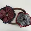Goma para el pelo de estilo coreano con cuadros contrastantes y encaje, estilo retro universitario, diseño de nicho, versátil, elegante, para coleta