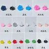 Nuevos pendientes de botón elegantes de resina con rosa tridimensional frío, clip para oreja retro suave versátil para uso diario, joyería para la oreja