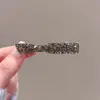 Presilha Lateral de Cabelo com Strass Preto, Presilha de Metal com Strass, Acessório de Cabelo Exquisito, Presilha Jacaré, Grampo de Cabelo, Presilha de Cabelo de Laço