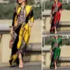 Vestido informal de vacaciones para mujer, de manga larga, con solapa y estampado floral, de algodón, con botones y camisa larga