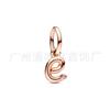 Pulsera Pandora chapada en plata de cobre, abalorios, accesorios DIY, colgante de 26 letras en oro rosa, cadena, joyería