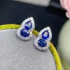 Aretes de Zafiro Natural, Azul Real, Alta Claridad, ¡Llenos de Fuego! El Zafiro es una Gema de Alta Gama