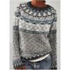 Amazon Europeo y Americano Nuevo Punto de Mujer Wish Más Vendido Cuello Redondo Combinación de Colores Suelto Moda Jersey de Punto