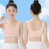 Roupa íntima feminina sem costura para período de desenvolvimento, estudantes do ensino fundamental, meninas do ensino médio, tops pequenos, crianças maiores e meninas, bojo fixo, seção fina infantil
