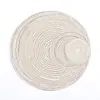 Tapete de Jantar de Ráfia Escandinava Feito à Mão Tapete para Prato de Jantar Ocidental Tapete Antiderrapante para Mesa de Jantar Porta-Copo Tapete Simples Redondo para Tigela Jogo Americano de Gaze de Algodão